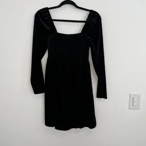 classic little black dresses HALEIA BEAD-EMBELLISHED VELVET MINI DRESS IN Black